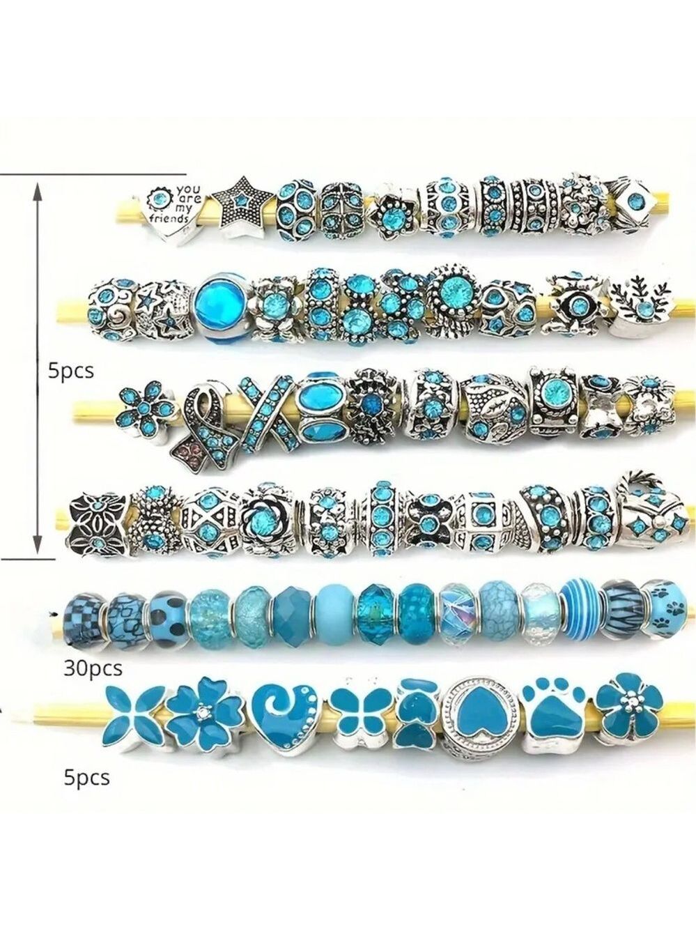 Random Mix of Silver and Blue Charms